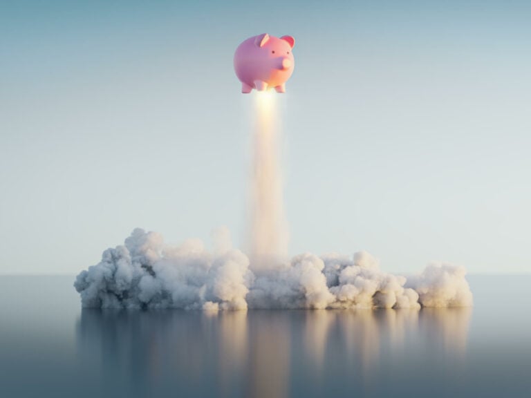 A pig launching like a rocket