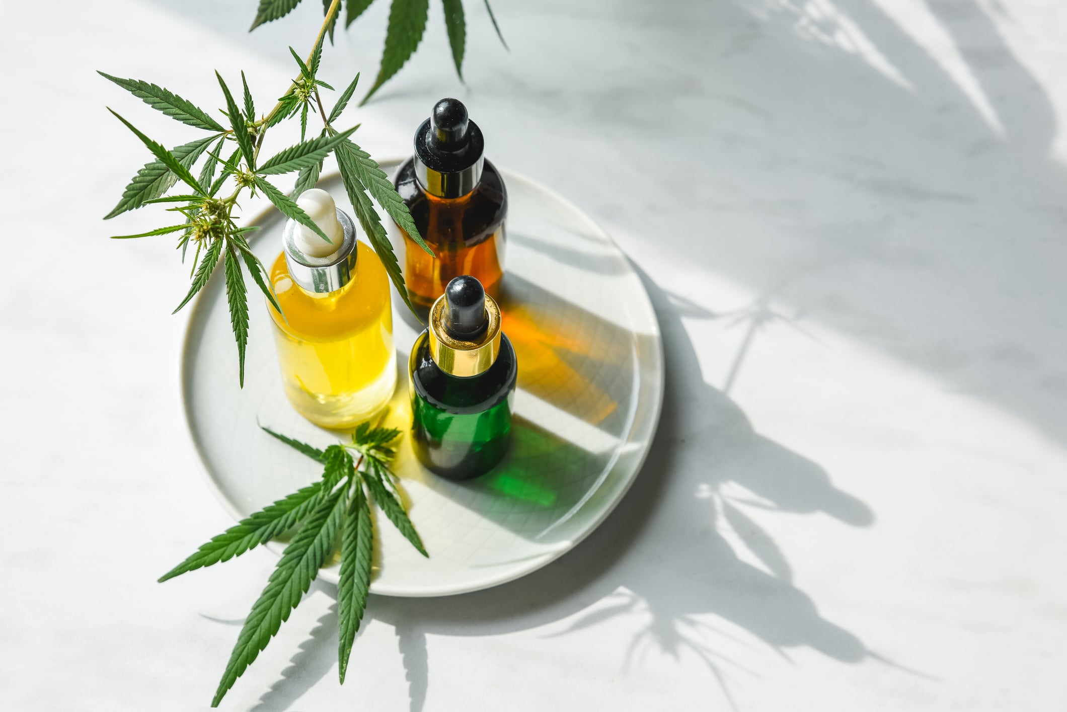 Glass Bottles with CBD Oil